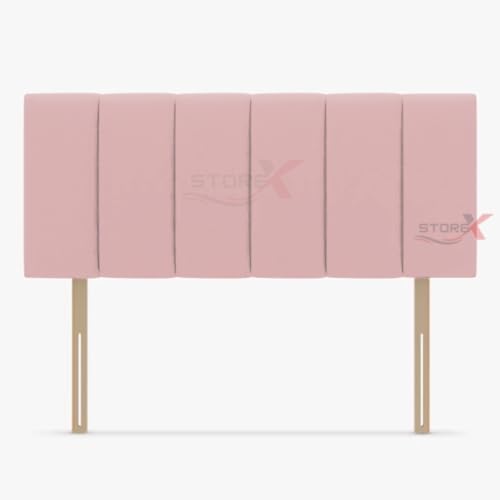 STOREX Plush Fabric Padded Lined Headboard For Devan Bed Bedroom Furniture Size 2Ft 6Inch/ 3Ft/ 4Ft/ 4Ft 6Inch/ 5Ft /6Ft -20 Inch Height 20inch (Pink, 20inch Height 4FT Small Double)