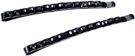 2 alfileres negros Bobby de cristal negro, decoración brillante para el cabello para mujeres, horquillas de diamantes de imitación, pinzas de metal