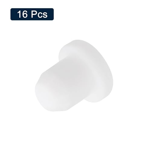 Image of uxcell 16 Pieces White Rubber Stopper, 6.5mm Plug Holes for 6-6.3mm /0.24-0.25 inch Hole