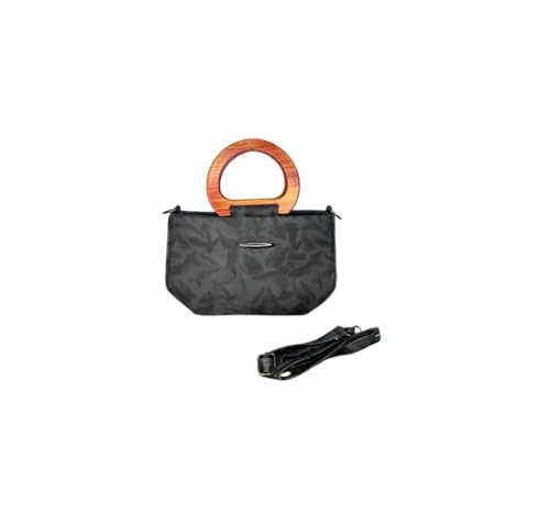 Image of Faux Leather Bag with Stylish wooden Handles - satchel bag /sling bag /Fashionable Designer Purse for Work, Shopping, and Casual Outings for girls and women
