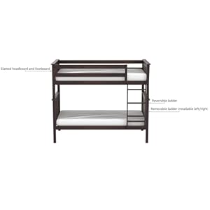 Max Lily Bunk Bed Twin over Twin Solid Wood Bunk Bed Frame with Ladder for Kids 14 Safety Guardrails Easy Assembly No Box Spring Needed Espresso