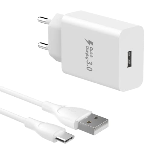 Chargeur Type C Charge Rapide pour Samsung Galaxy A13 A14 4G/ 5G, A12, S10, S9, S8, A04S, A20e, A21S, A23, A32, A33, A40, A41, A50, A51, A53, Super Fast Charging Secteur AVCE 1.5m USB C Cable