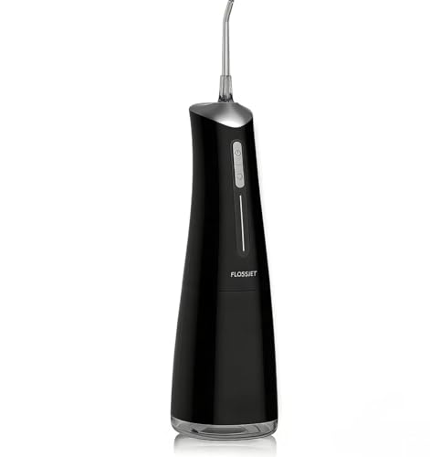 FlossJet Water Flosser - IPX7 Waterproof Irrigator Dental for Home and Travel Black