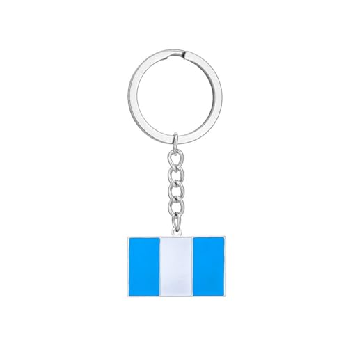 LUTAKU Porte-clés drapeau du Guatemala pour homme et femme, porte-clés Guatemala en acier inoxydable, accessoires de bijoux en forme de drapeau du Guatemala, Argenté., taille unique