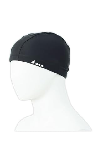 S4R(エスフォーアール) スイムキャップ 水泳帽 水泳キャップ スイミングキャップ 大人 子供【ゆったりサイズで圧迫感ゼロ！】レディース メンズ (競泳・フィットネスに最適！) スイミング 55cm~66cm (ロゴあり)の画像