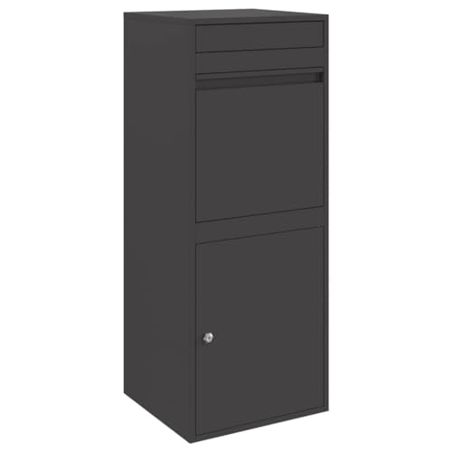 vidaXL Boîte de dépôt de colis avec porte Noir 41 x 38 x 103 cm Acier, Boîte aux lettres moderne pour jardin, rectangulaire, étanche, sécurité pour vos livraisons en extérieur