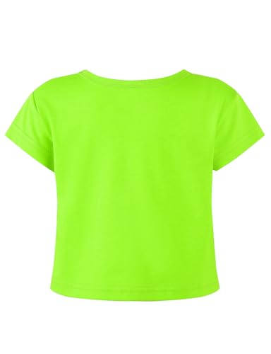 Noomelfish Girls Short Sleeve Crop Tops Kids Summer Dance Cropped T-Shirts (5-14 Years)2