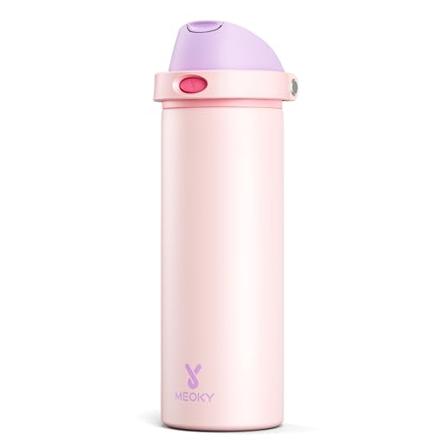 Image of 24 oz Insulated Water Bottle for Sports: Meoky Stainless Steel Water Bottle with 2-in-1 Straw and Spout Lid - Leak Proof, Cold for 24 Hours, Fits in Car Cup Holder, BPA-Free for Women Travel, Candy