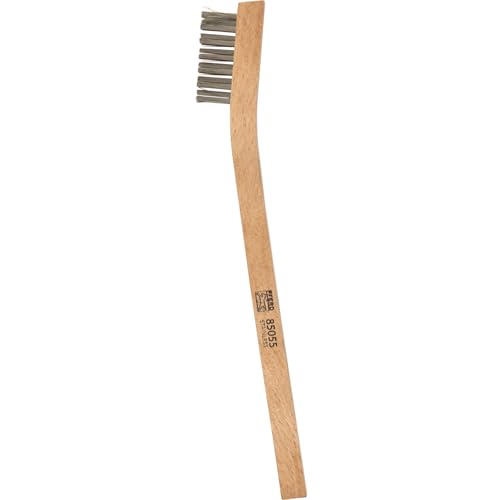 Image of PFERD Wooden Handle Welder's Toothbrush Scratch Brush, .006 Stainless Steel, 3 x 7 Wire Rows, 7-1 /2 inch Length x 1 /2 inch Width (Pack of 36) - Part 85055
