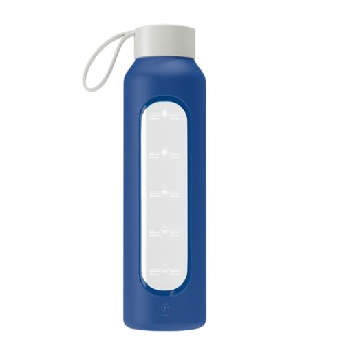 Wessper Bouteille d'eau en Verre 0.5L Gourde Reutilisable en Borosilicate, Avec Marqueur de Temps de Motivation, Couvercle en bambou, En silicone, pour Enfant...