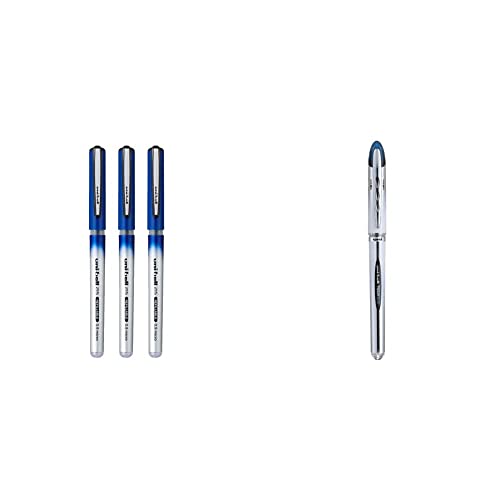 Image of Uniball uni-ball UB-215 Refillable Liquid Ink 0.5 mm Micro Roller Pen, Blue Ink, Pack of 3 Vision Elite Roller Pen (Blue,1 Piece)