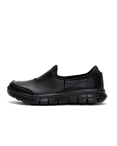 Skechers for Work Women's Sure Track Slip Resistant Shoe, Black, 7.5 M US