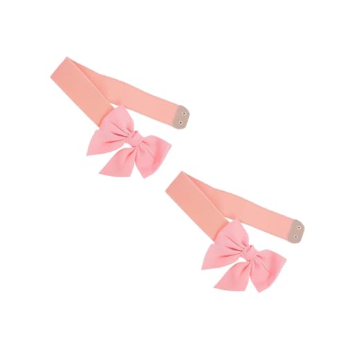 LOGOFUN 2PCS Stretchy Wide Cinch Belt with Bowknot Vintage Decorative Waistband for Women Dresses Skirts Jeans Casual Formal Accessory - Pink