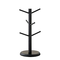 Eidoct 6 Hooks Coffee Cup Holder, Wooden Mug Rack Tree, Detachable Cup Holder, Coffee Tea Cup Organizer Hanger Holder, for Coffee Bar Accessories and Kitchen Home Organize Space-Saving, Black