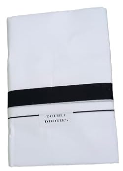 kunjus Men's Pure Cotton Kerala White Double Mundu/Dhoti 4 Meters Thick Silver/Black Border-picture-15