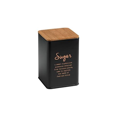 MOPITA SMART LIVING LOFT by Q.B. by Sugar Jar Sugar, Square Sugar Holder in Galvanized Steel with Bamboo Lid and Safe, Black Color Cover