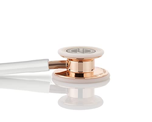 Image of ADC Adscope 608 Convertible Clinician Stethoscope with Tunable AFD Technology, Adult Diaphragm and Pediatric Bell or Diaphragm, 31 inch Length, Rose Gold with White Tube