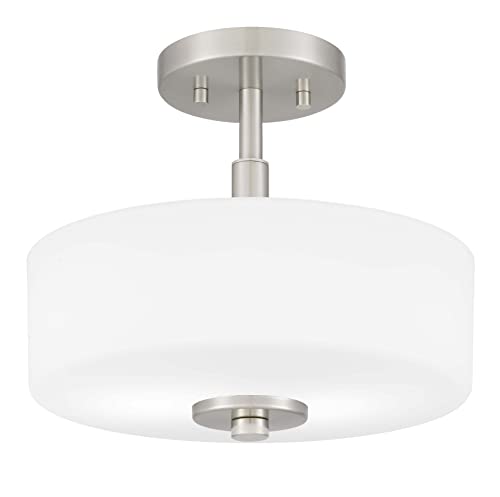 Tawson Abra - Lámpara semiempotrada de 2 luces con cristal de inmersión para pasillo, entrada, pasillo, comedor, dormitorio, garaje, isla de cocina, balcón, bombillas no incluidas