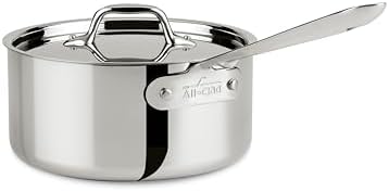 All-Clad D3 3-Ply Stainless Steel Sauce Pan with Lid 3 Quart, Induction, Oven Broiler Safe 600F, Multipurpose, Compatible w/ All Cooktops, For Restaurant or Home Kitchen, Pots & Pans, Cookware, Silver