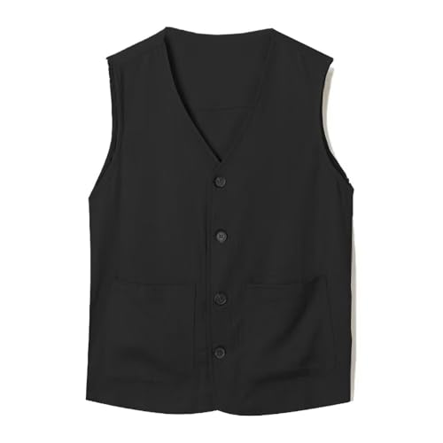 Mens Linen Vest Summer Casual Beach Wedding Groomsmen Dress Vest Lightweight Waistcoat
