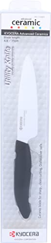 Kyocera Keramikmesser, Allzweckmesser, Klinge 11 cm, Klinge aus Zirkoniakeramik, handgeschliffen, extrem scharf, spülmaschinengeeignet, FK-110 WH-BK
