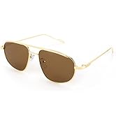FEISEDY Retro Trendy Aviator Sunglasses Women Men 90s Small Vintage Glasses Stylish Gold Metal Ov...