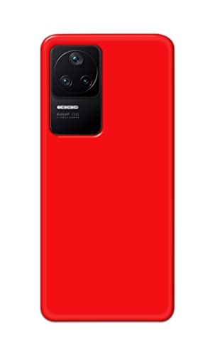 Image of Printed Hard Back Cover Case for Mi Poco F4 5G Back Cover (Plain Red) -1803