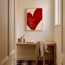 Impression sur toile de qualité supérieure avec châssis intégré cœur rouge