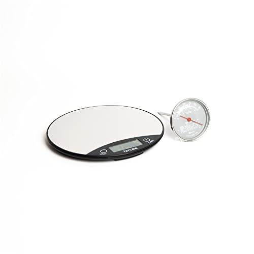 Taylor Gift-Boxed Black and Silver Pro Digital Dual Kitchen Scale 5kg, Pro Meat Thermometer