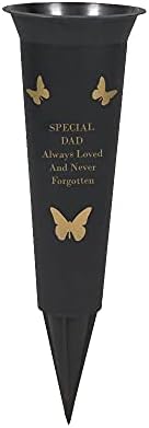 Grave Flower Holders/Memorial Vases Ornaments - Personalised, Plastic Grave Decorations and Memorial Gifts Engraved with Funeral Verses for your Loved Ones; 1 Spike/Package (Dad)