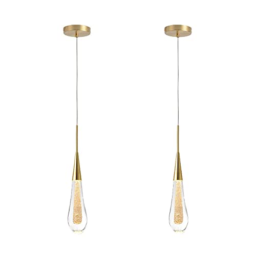 SYAXVOM Lámparas Colgantes de araña de Estilo nórdico con Gotas de Cristal, Juego de 2 lámparas de Metal Creativas para iluminación de Cocina, Comedor, Sala de Estar, Entrada y vestíbulo (