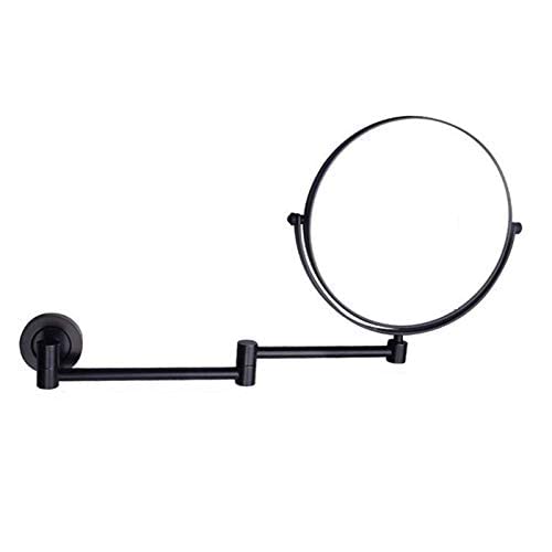 Miroir de maquillage mural noir 7 pouces avec grossissement 5x et double face pivotante