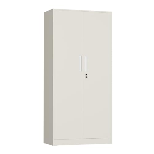Image of INTERGREAT Metal Storage Cabinet, 72 inch H Lockable Steel Cabinets with Locking Doors, Storage Locker with Adjustable Shelves for Office, Home, Garage, Gym, School (Warm Grey)