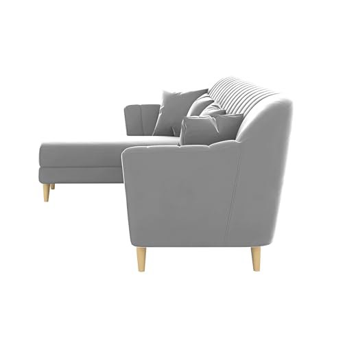 Image of Atticus LHS 6 Seater L Shape Sofa Set for Living Room (Grey Fabric) Premium Fabric Sofa Set