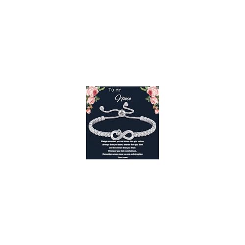 Btysun Niece Gifts from Auntie, Graduation Gifts for Niece Infinity Bracelets for Women Adjustable Tennis Bracelet Nieces Gift Birthday Anniversary Jewelry for Women