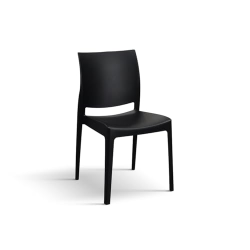 PAZZO DESIGN Chaise Alberto, Ensemble De 4 Chaises, Noir, Polypropylène, Empilable - id_2081