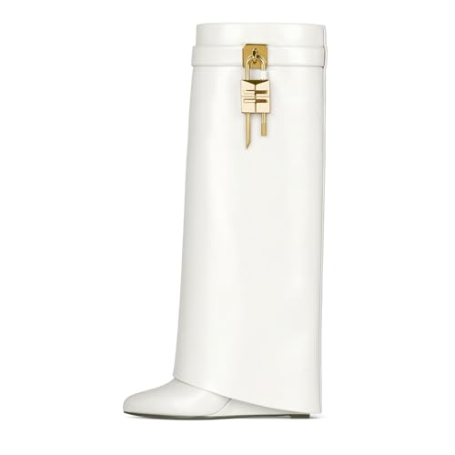 WOkismD Stivali a Zeppa Pieghevoli 9CM con Tacco, Scarpa al