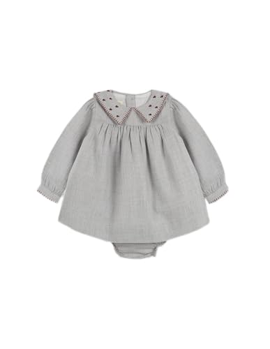 Robe bébé fille Gocco col large broderies vêtement coton chic taille élastique