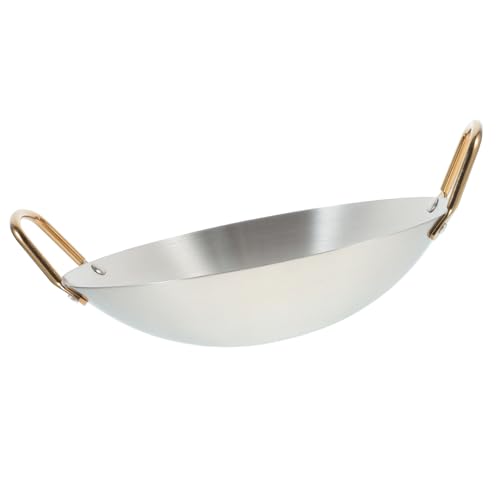 Olla Wok pequeña de acero inoxidable con doble asa miniatura 1