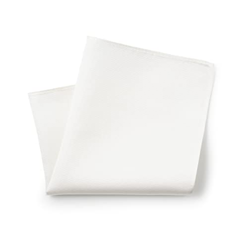 Savile Row Mouchoir de poche carré en soie pour homme, Tissage sergé fin blanc, Taille Unique
