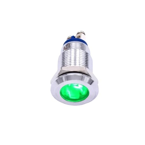 Indicador LED metálico cromado de 12mm y 220V con terminal de tornillo robusto