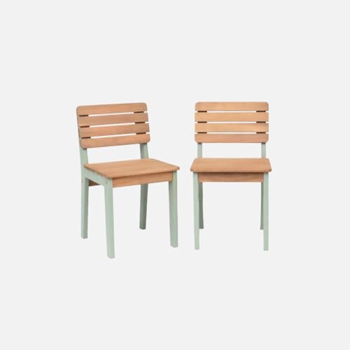 sweeek - Lot de 2 chaises en Bois d'acacia pour Enfant. Salon de Jardin Enfant Vert de Gris....