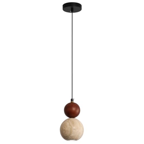 Lampe suspendue JAUNTINE lustre travertin style japonais et décoration mid-century