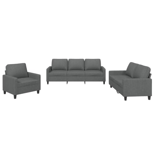 CINDERFUL 3-TLG. Sofagarnitur mit Kissen Dunkelgrau Stoff,Couchgarnitur 3er Set | Bequeme SofaWohnlandschaft mit Sessel | Modernes Design für Wohnzimmer Möbel, Wohnzimmer – Bild 4