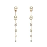 Belle Brighton Freshwater Pearl Chain Earrings for Women 18k Gold Plated Drop Dangle Earrings for Women with 925 Sterling Silver Post Statement Jewellery Trendy Gift for Girlfriend Mother