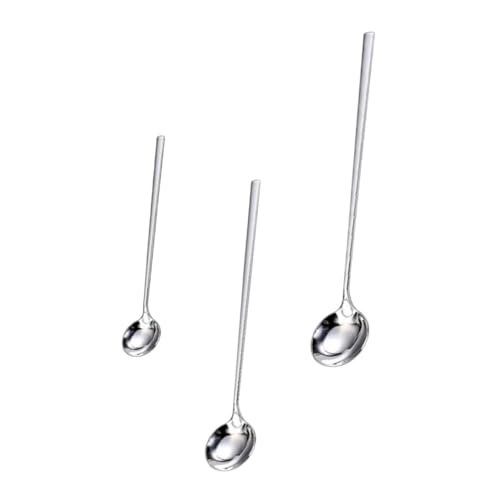 CIYODO 3pcs Long Handle Mixing Spoon Square Flat Spoon Stirrers for Mixed Drinks Long Handle Spoons Cocktail Stirrers Range Hood Oil Cups Coffee Stirring Spoon Stainless Steel Silver