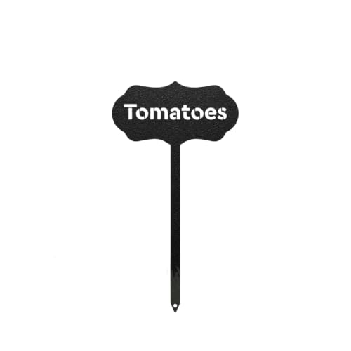 RealSteel Metal Seed & Plant Markers – Elegant Indoor & Outdoor Garden Stakes – Durable Herb, Vegetable & Fruit Plant Labels for Pots, Raised Beds & Greenhouse – Farmhouse Garden Gift - (Tomatoes)