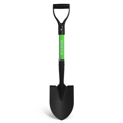 WIKER Beach Shovel Kids Shovels for Digging Short Handle Metal Shovel Small Shovels for Gardening Camping Planting 28Inches Green