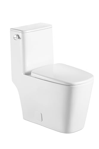 Dcolora-One-Piece-Toilet-DC-OPT152-128-Power-Flush-Elongate-Standard-for-Bathroom-With-Comfortable-Soft-Closing-Seat-285-x-157-x-2712-Rough-InGlossy-White Dcolora One Piece Toilet DC OPT152 128 Power Flush Elongate Standard for Bathroom With Comfortable Soft Closing Seat 285 x 157 x 2712 Rough InGlossy White