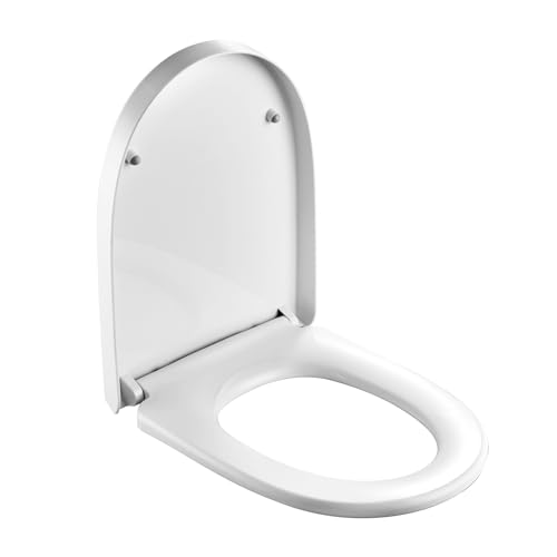 JOMOO Toilet Seat Cover Slow Close Removable Toilet Seat Quick-Release Hinges with Grip-Tight Bumpers Removable that will Never Loosen D Shaped Chrome